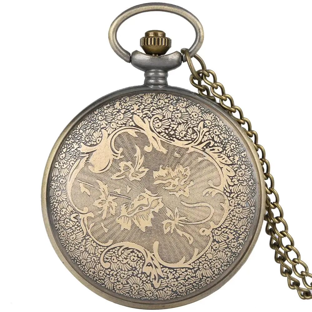 Fashion quartz antique pocket watch woman alice in wonderland rabbit cat women vintage fob watches retro new bronze color arabic