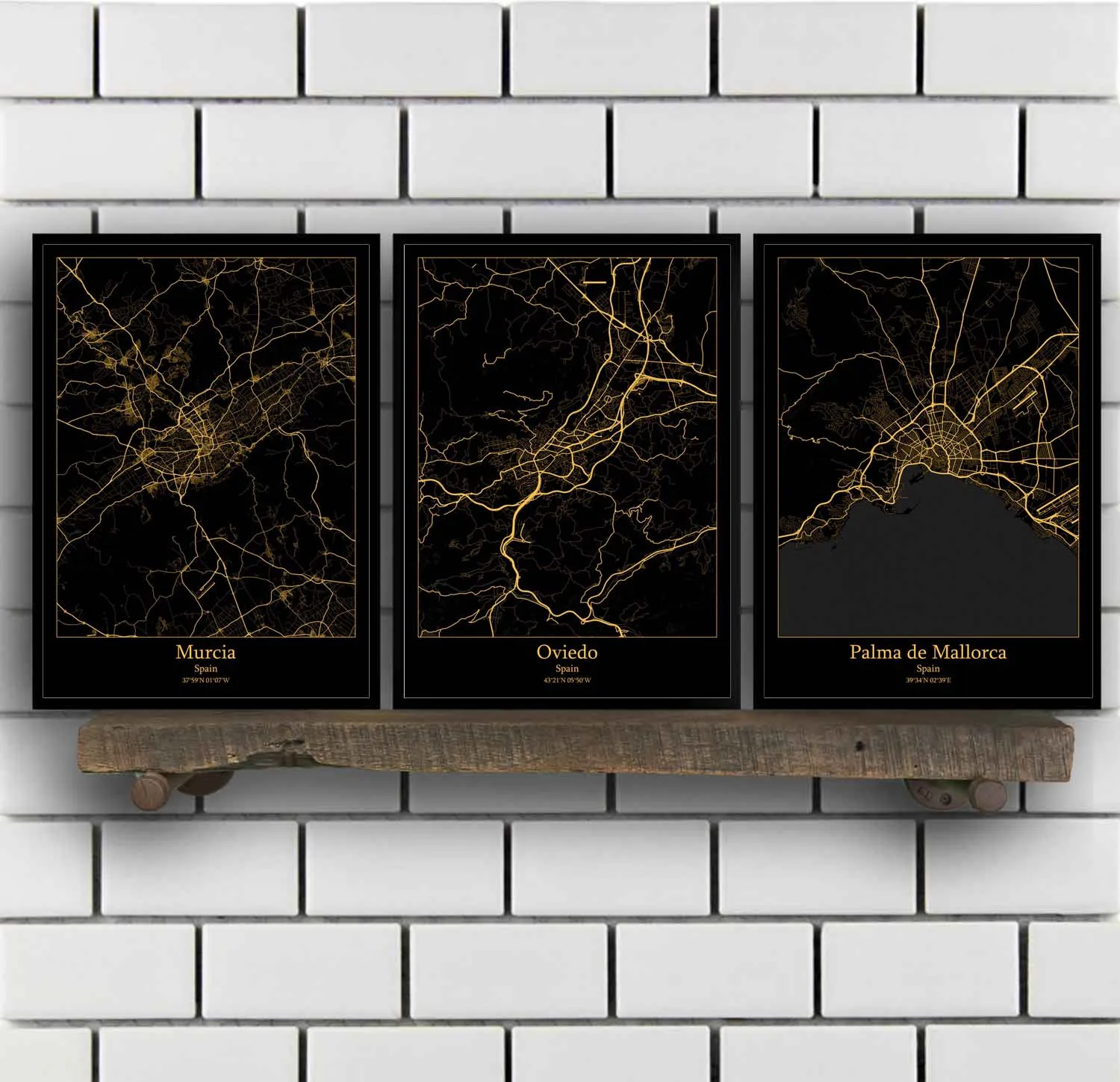 Malaga Murcia Oviedo Palma Mallorca Salamanca Santander Siviglia Tarragona Toledo Valencia Valladolid Zaragoza Spagna Mappa Poster