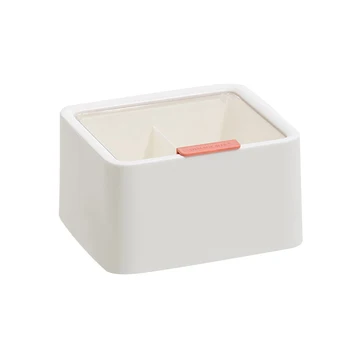 

Large Capacity Storage Case Cosmetic Organizer With Lid Cotton Pad Dustproof ABS 2 Compartments Portable Home Dressing Table