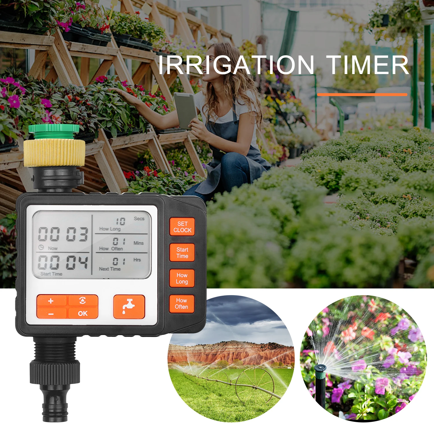 Digital Water Timer Programmable Outdoor Single Outlet Automatic On Off Water Faucet Hose Timer Irrigation System Controller