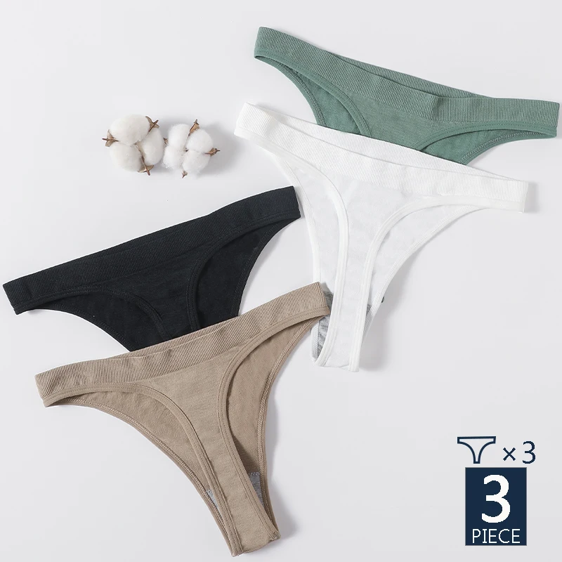 3PCS/Set G string Women's Underwear Sexy Thongs Seamless Panties Cotton Briefs Female Underpants Fitness Sports Lingerie Thong