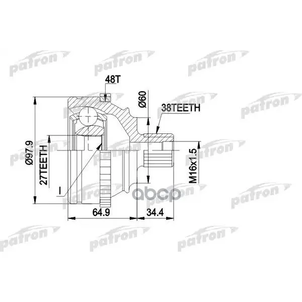 Шрус Наружн К-Кт 38x60.2x27 Abs:48t Vw: Transporter Т4 С Abs 7.94- PATRON арт. PCV1229