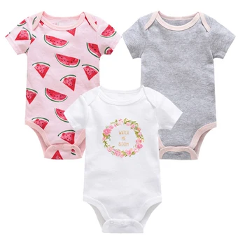 

3Pcs Infant Baby Girls Bodysuits Short Sleeve Cartoon Print Kids Boys Jumpsuit Catton Outfits Dropshipping
