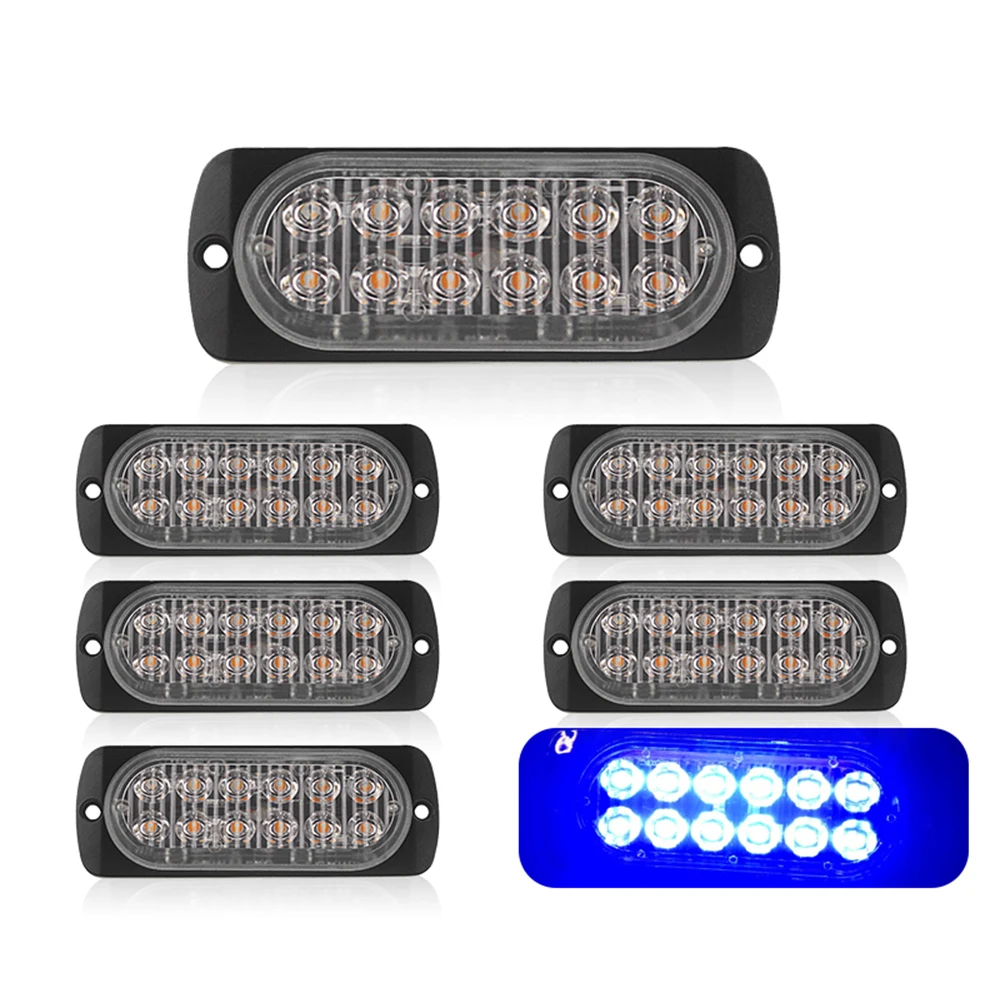 6 шт 12LED лампы автомобиля/Грузовик Предупреждение светодиодные световые индикаторы "безопасно" 12 V-24 V 36W синий супер яркий