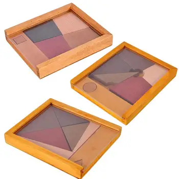 

Children Wooden Tangram 5 Pieces Jigsaw Puzzles Intelligence Development Toy
