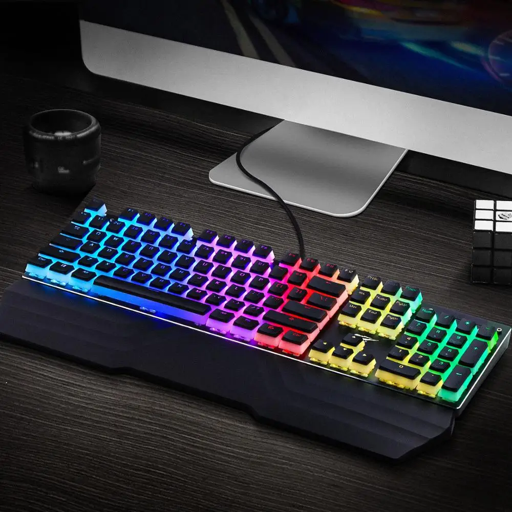 Havit Keycaps Double Shot с подсветкой PBT Pudding Keycap набор с съемником для DIY Cherry MX механическая клавиатура, черный и белый