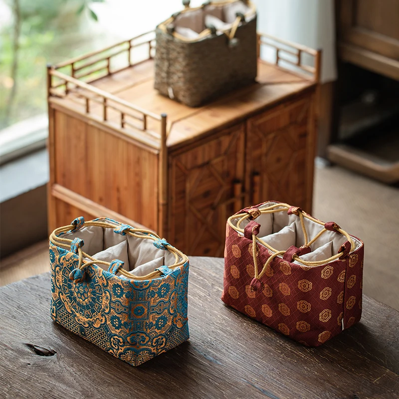 Chinese Style Tea Set Storage Bag One Pot Two Cups Without Tea Set Double-layer Cotton Thickened Portable Only Cozies ZB80