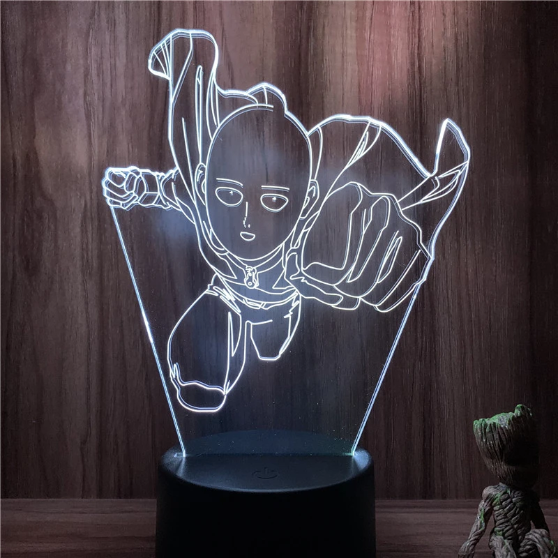 3d Nightlight Anime Saitama Punching One Punch Man Action Figure 7 Colors Touch Optical Illusion Lamp Decor Model Action Figures Aliexpress