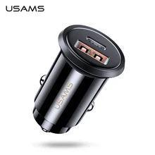 USAMS 5A USB Автомобильное зарядное устройство 30 Вт для Xiaomi Mi huawei QC4.0 QC3.0 Быстрая зарядка PD Зарядное устройство USB C планшет зарядное устройство для мобильного телефона адаптер