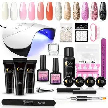 

COSCELIA Poly Nail Art Gel Set UV LED 36W Lamp Dryer Gel Nail Polish Kit Manicure Tools Set Nail Extension Tools Of US Warehouse