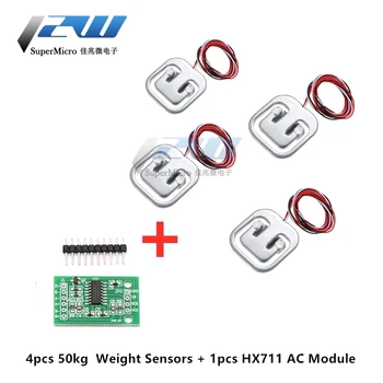 

4PCS 50KG Human Scale Body Load Cell Tension Weight Sensor + HX711 Module Pressure Sensors Load Cell Measurement