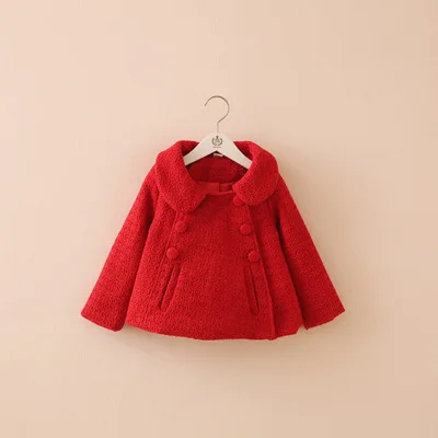 

Girls' Wool Coat 2019 Spring And Autumn New Style Korean-style Woolen Peter Pan Collar Double Breasted Short Wallet Cotton Coat