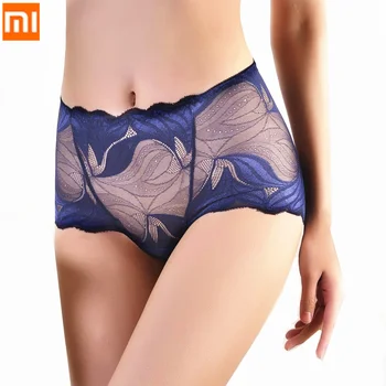 

3pcs/lot Xiaomi Sexy Women Underwear Mid-waist Lace Briefs Ladies Translucent Underpants Hollow Flexible Mesh Lingerie Panties