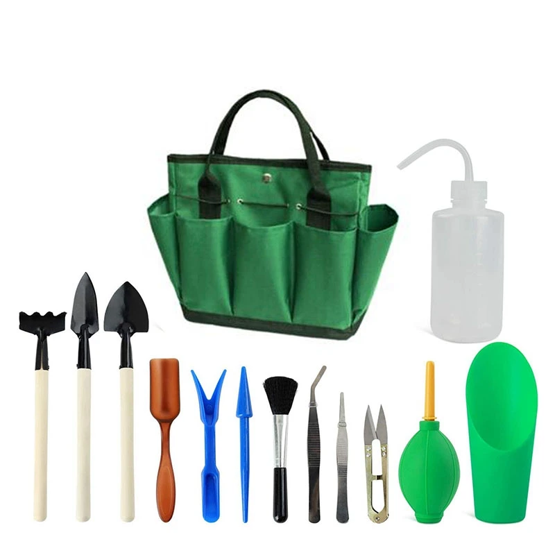

Garden Kit with Organizer Bag,Indoor Hand Tool Set, 13 Pieces Tools for Bonsai Planter Fairy Planting Care Aijia