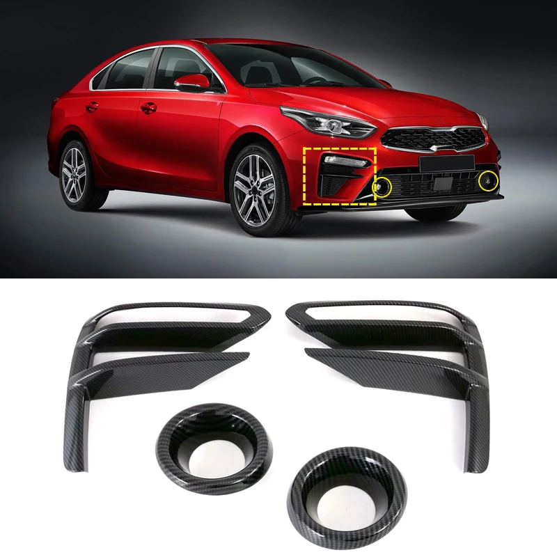 

For Kia K3 Forte Cerato 2019 2020 Carbon Style Front Fog Lights Lamp Frame Cover Trim Car Styling Accessories