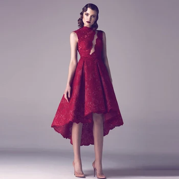 

robe de soiree After short before long sexy high neck lace party prom gown 2018 new fashion vestido de festa bridesmaid dresses
