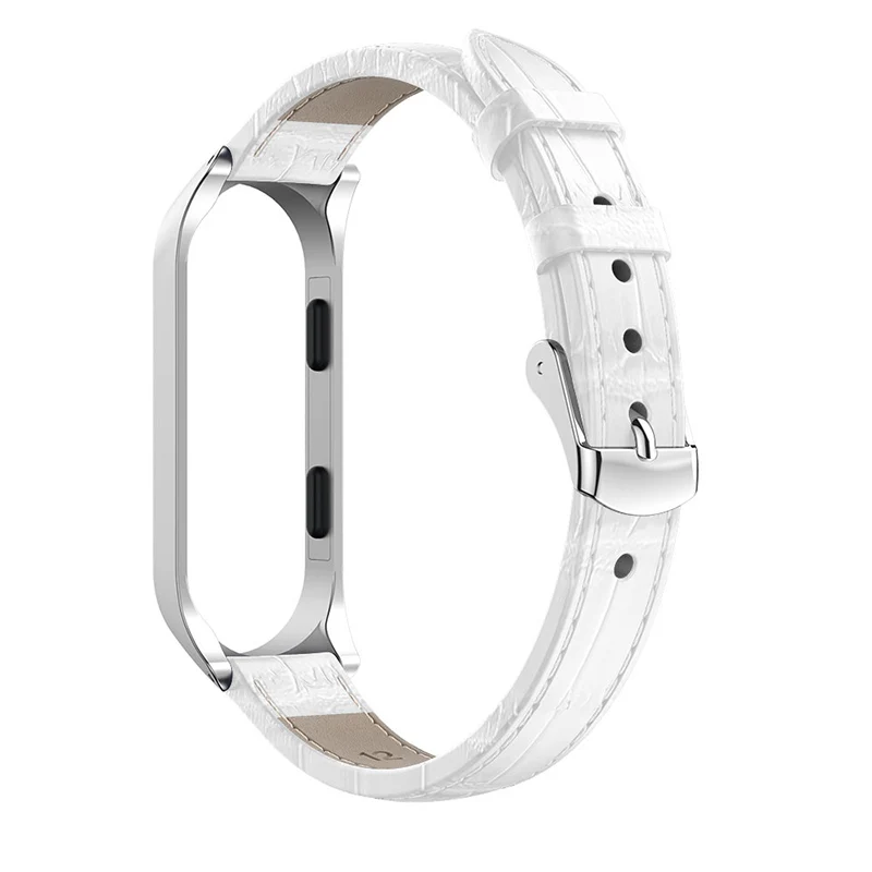 Кожаный браслет сменный Браслет+ металлический корпус для Xiaomi Mi Band 4 аксессуары