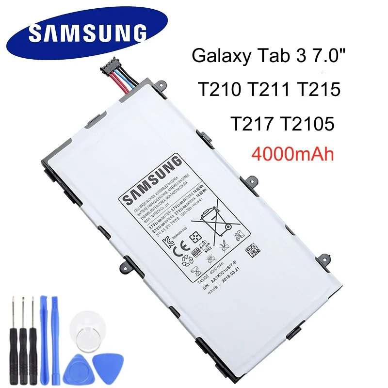 Оригинальный планшетный аккумулятор T4000E 4000 мАч для Samsung GALAXY Tab 3 7 0 T210 T211 T2105 T217A