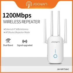 Joowin repetidor Wifi de alta velocidad, 1200Mbps, banda Dual, extensor de Wifi inalámbrico de 2,4G y 5,8G, uso 4x3 antenas dBi, JW WR758AC de señal larga
