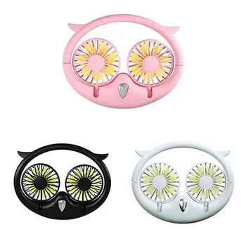 

1 Pcs Owl Hanging Neck Fan Desktop Usb Portable Folding Telescopic Fan Lazy Hanging Neck Fan Air Cooler Outdoor
