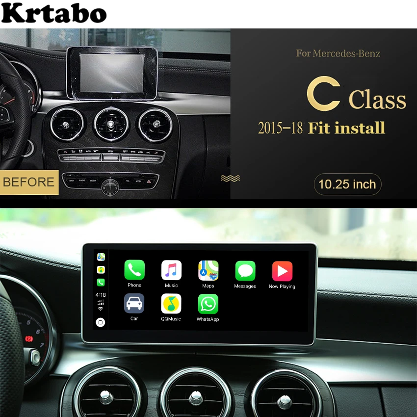 Автомобильный радиоприемник андроид мультимедийный проигрыватель для Mercedes Benz C Class S205 W205 GLC- 10,25 дюймов сенсорный экран gps Carplay