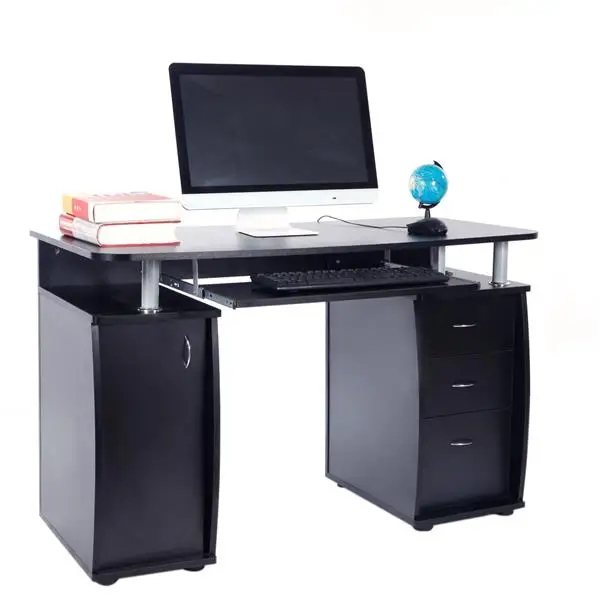 

Black Durable And Sturdy 15mm MDF Portable 1pc Door With 3pcs Drawers Computer Desk Set