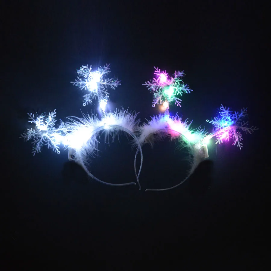 mix light colors Светодиодный светильник мигающий светящийся головной убор перо Снежинка узор обруч для волос Рождество День рождения подарок Navidad год светодиодный Вечерние - Цвет: mix light colors