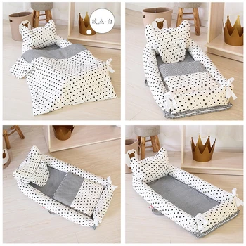

Portable baby Sleeping basket Bumpers Crib Newborn Pillows Quilt Nest Baby Bed travel Crib Protection pad 3pcs/set YHM001