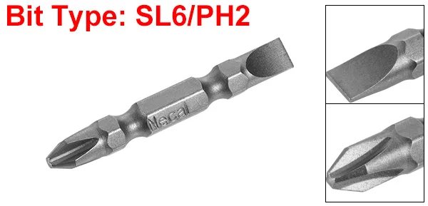 50mm SL6orPH2 Uxcell 1/4 дюйма шестигранным хвостовиком диаметром 50 мм Длина Магнитная отвертка SL6/PH2 со шлицем и Phillips с двойной головкой, отвертка, биты, S2 сплав Сталь - Цвет: 50mm SL6orPH2