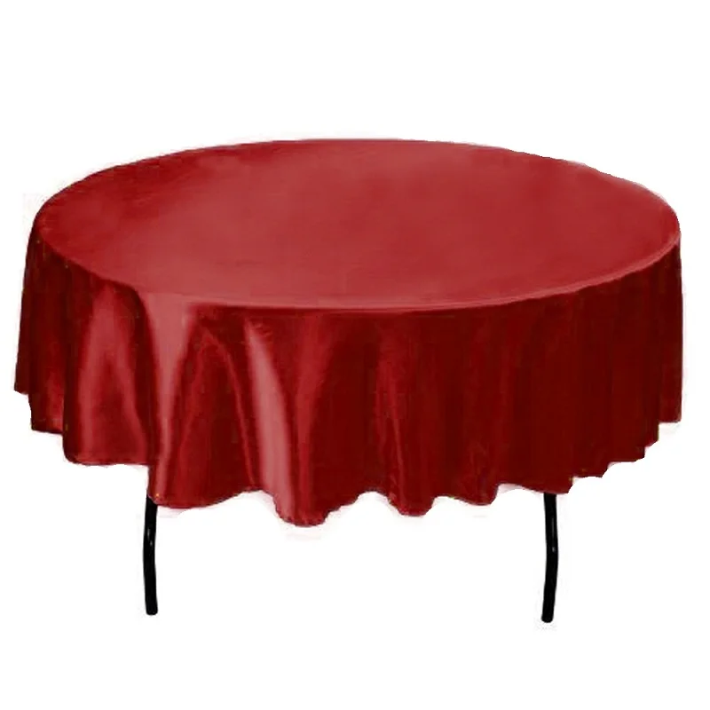 1 шт., 145x145 см, круглая сатиновая скатерть, покрытие для стола, посуда для ресторана, отеля, банкета, дома, свадьбы, вечеринки, украшение стола - Цвет: burgundy