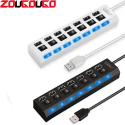 Zougougo USB HUB 2.0 7 Порты HUB USB разветвитель адаптер с включения/выключения высокого Скорость концентратор USB 2.0 для портативных компьютеров