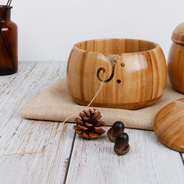 Natural Wooden Yarn Storage Bowl Organizer Knitted  Wooden Yarn Bowl  Knitting - Diy Apparel & Needlework Storage - Aliexpress