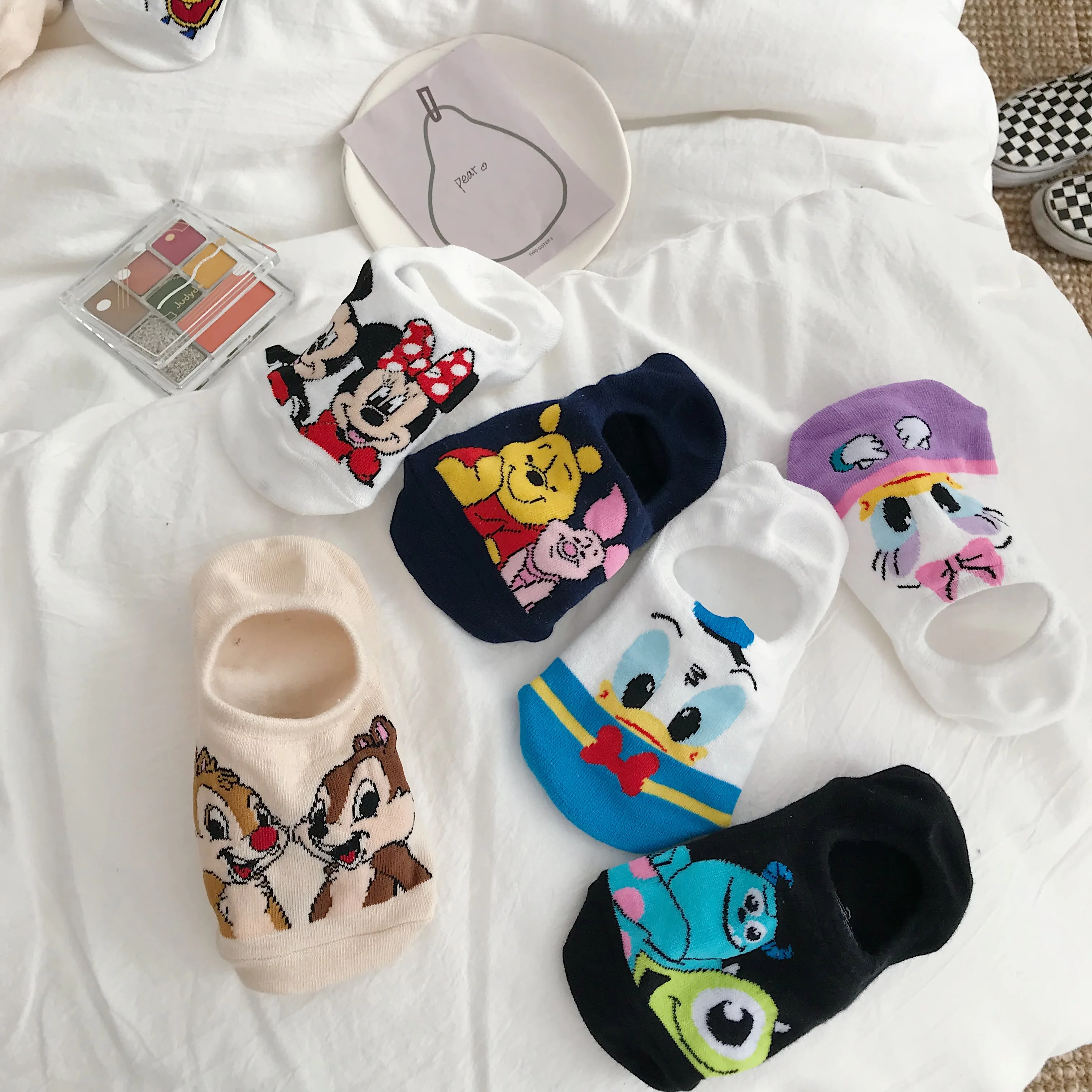5 Pairs Casual Cute women Socks animal Cartoon Mickey Minnie Daisy socks Cotton invisible funny socks size 35-41 Dropshipping