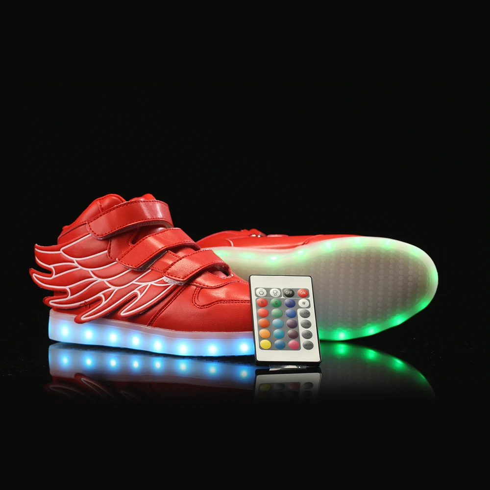 2019 New Toddler Fashion Led Kids Shoes With Remote Controller Luminous Glowing Sneakers Flowers Baby Girls LED | Детская одежда и