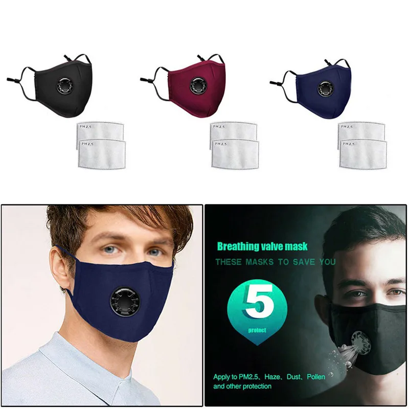 

10 Pcs Filters Fashion Mask Anti Pollution PM2.5 Mouth Respirator Washable Reusable Dust Masks Cotton Unisex Mouth Muffle Masks
