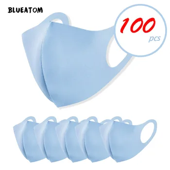 

100pcs Washable elastic Earloop Face Breathing Mask Reusable Anti Dust Cotton Mouth Mask Fashion Black Mask For Adults