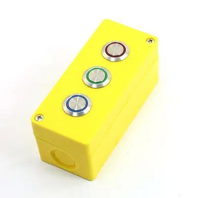 

5A 250VAC SPDT Locking Red Green Blue Indicator Metal Button Control Station