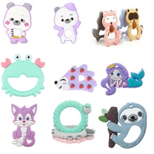 

1pc Silicone Teether Rodent Cartoon Animals Food Grade Silicone Pandents DIY Teething Toys For Baby Chew Toy Silicone Teether