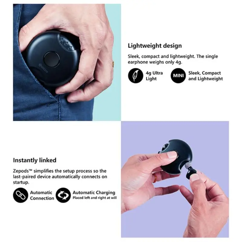 Zeblaze Zepods TWS Bluetooth 5,0 наушники настоящие беспроводные стерео спортивные наушники-вкладыши с микрофоном 360 Поворотная зарядная коробка