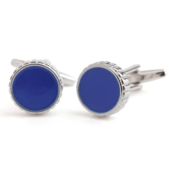 

Round blue paint Cufflinks shirt Cuff Links