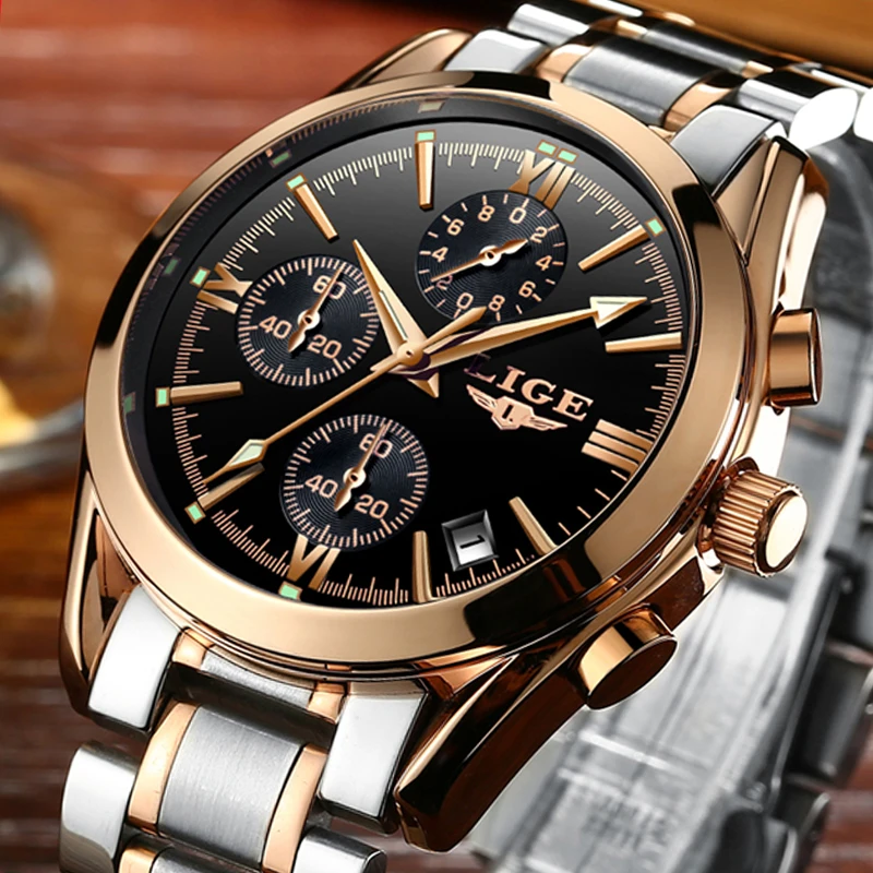  Watch men Brand Luxury Fashion Quartz Sport Watches Men Full Steel Military Clock Waterproof Gold m