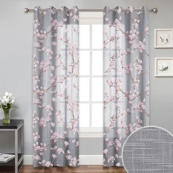 

NICETOWN 1PC Fashion Yuelan Digital Printing Slub Yarn Curtains Suitable for Bedroom Living Room Study Custom Tulle Curtains