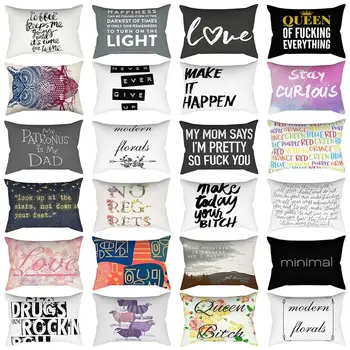 

New Pillowcase Geometric Black and White Simple Letters Short Plush Rectangular Waist Cushion Pillow Car Chair Pillowcase