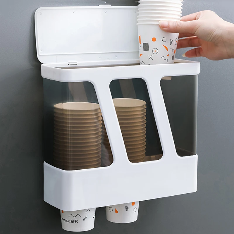 Wall Mounted Disposable Cup Holder, Buckle Type Paper Cup Extractor, Household Water Dispenser, 3 Cylinder, 045