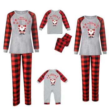 

Family Christmas Matching Pajamas Set Xmas Adult Kids Pyjamas Baby Romper2020 Santa Claus Cartoon Round Neck Autumn Nightwear