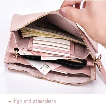 

Leather Zipper Women Wallet Multifunction Phone Bag Credit Cards Holder Female Large Capacity Clutch Purse Coin Pocket Carteira