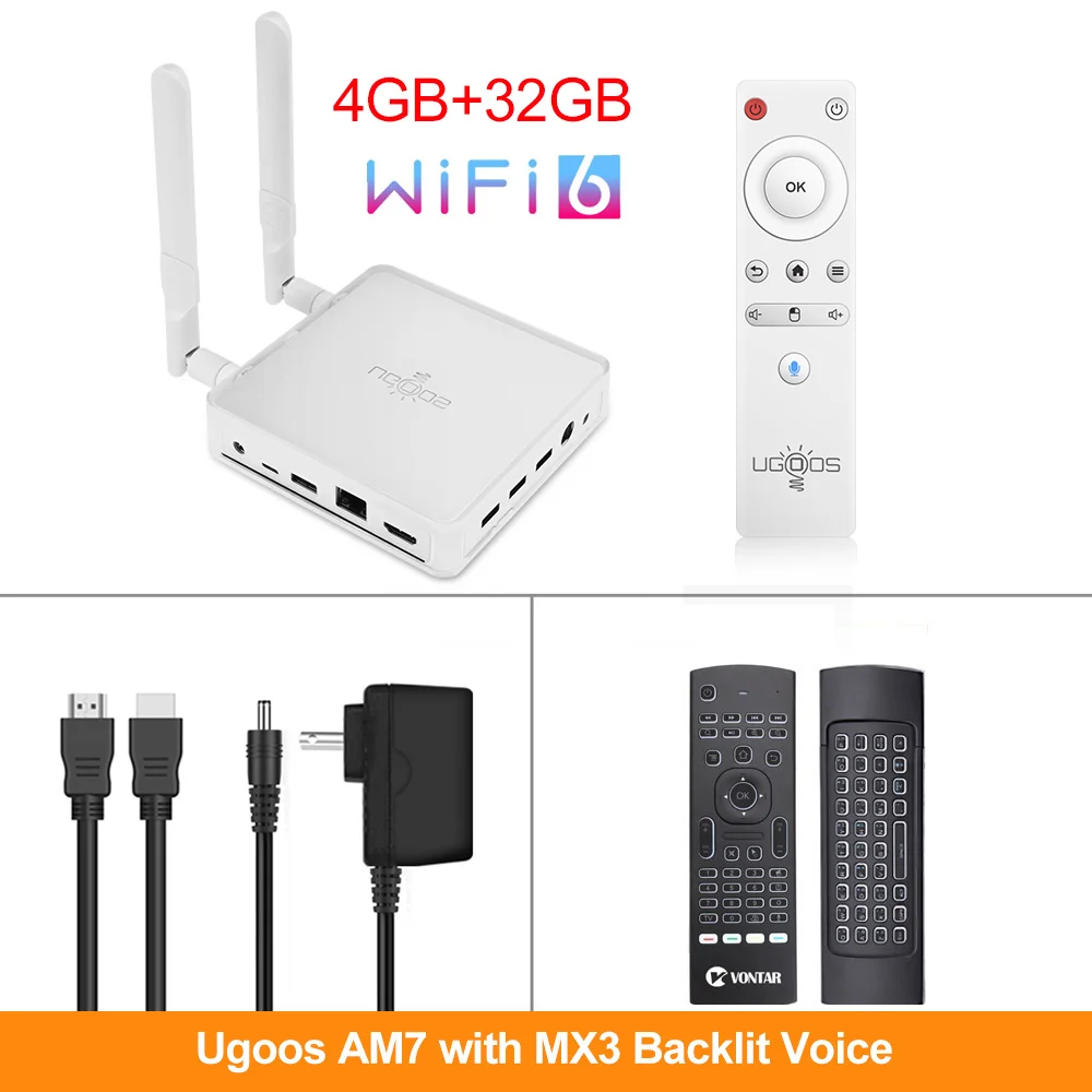 UGOOS AM7 TV BOX Android 11 Amlogic S905X4 DDR4 4GB RAM 32GB ROM Support AV1 CEC HDR WiFi6 1000M BT5.0 OTT 4K TVBOX Set top box 