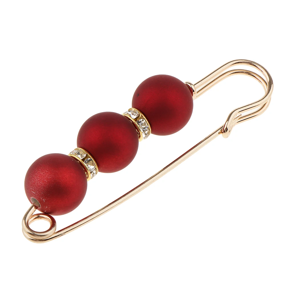 Scarf Clip 3 ABS Pearl Diamante Spacer Ornament Pin Brooch Valentines Gift