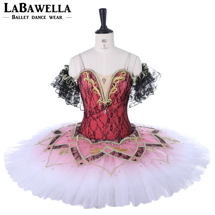 Dark pink ballet costume professional ballet tutus nutcracker Classical ballet tutu Black Swan lake ballet dress for girlBT9278