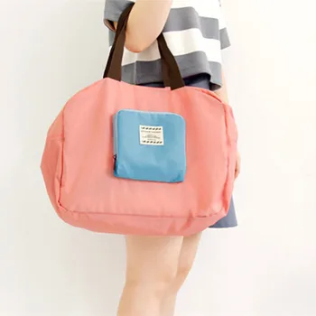 

S.IKRR Fashion Casual Duffle Bag Travel Bag Korean Nylon Foldable Weekender Bag Travel Women Bags Hand Luggage Organizer Tote